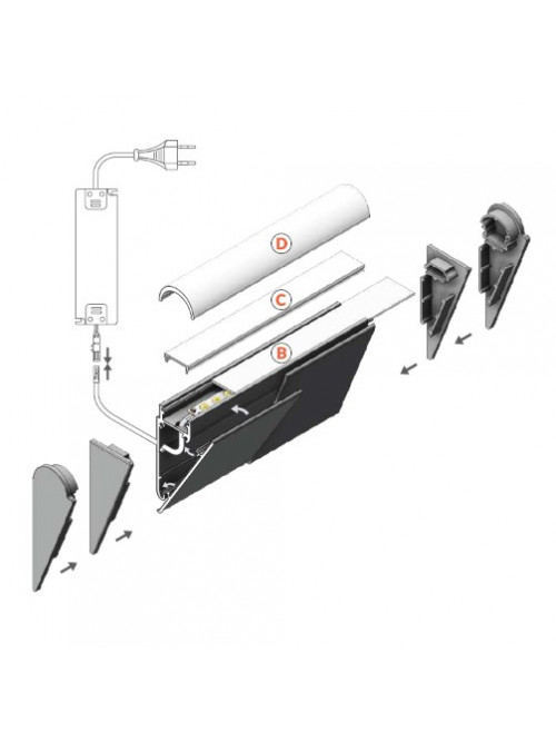 Profil LED aparent WALLE 12, alb, lungime 2m