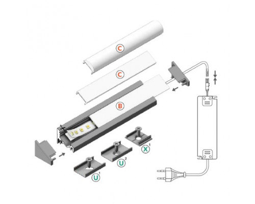 Profil LED de colț CORNER 10, aluminiu anodizat, lungime 2m