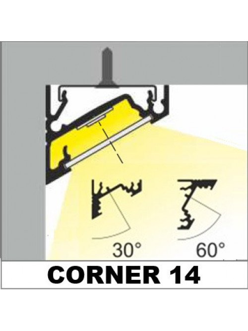 Profil LED de colț CORNER 14, aluminiu anodizat, lungime 2m
