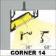 Profil LED de colț CORNER 14, aluminiu anodizat, lungime 2m