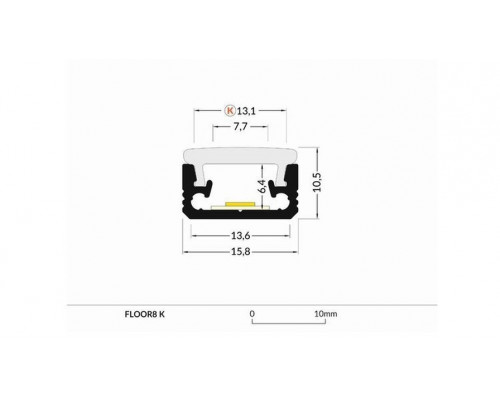 Profil LED de pardoseală FLOOR8, aluminiu anodizat, lungime 2m