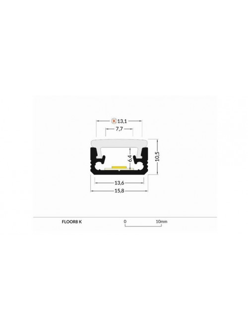 Profil LED de pardoseală FLOOR8, aluminiu anodizat, lungime 2m