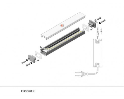 Profil LED de pardoseală FLOOR8, aluminiu anodizat, lungime 2m