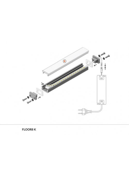 Profil LED de pardoseală FLOOR8, aluminiu anodizat, lungime 2m