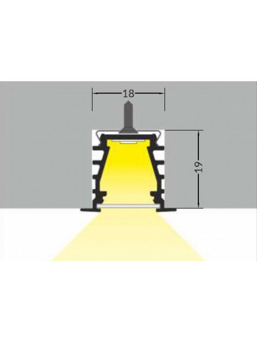 Profil LED încastrat DEEP 10, alb, lungime 2m