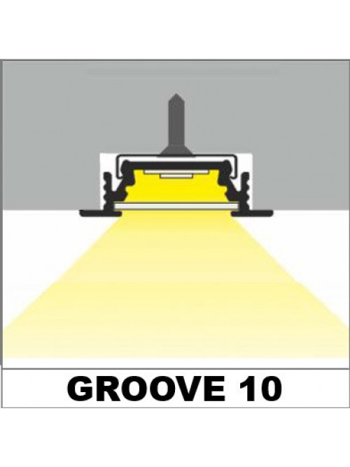 Profil LED încastrat GROOVE10, negru, lungime 2m