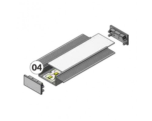 Profil LED încastrat VARIO 30-04, alb, lungime 2m