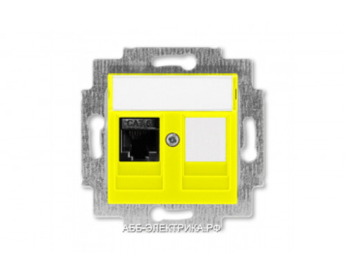Розетка информационная ABB Levit RJ45 категория 6 и заглушка жёлтый