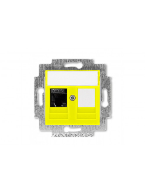 Розетка информационная ABB Levit RJ45 категория 6 и заглушка жёлтый