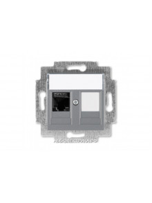 Розетка информационная ABB Levit RJ45 категория 6 и заглушка сталь