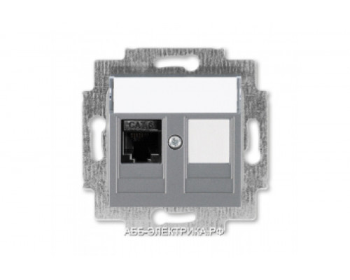 Розетка информационная ABB Levit RJ45 категория 6 и заглушка сталь