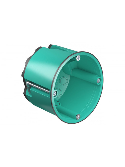 Clean room one-gang junction box with peripheral sealing lip, depth 62 mm