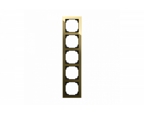 Cover frame 5gang glass black / gold - Busch-art linear
