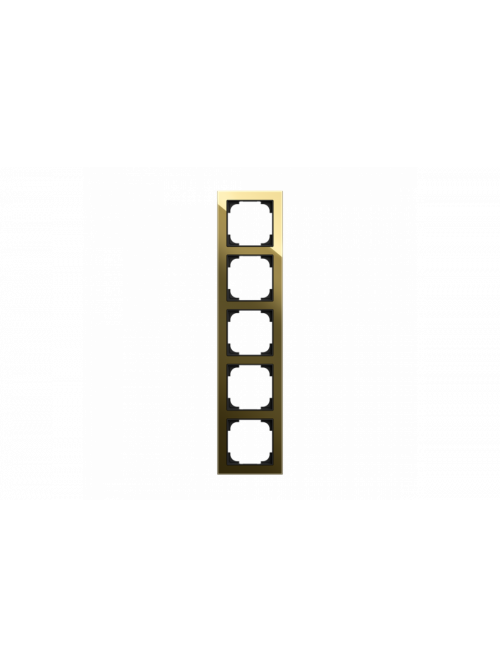 Cover frame 5gang glass black / gold - Busch-art linear
