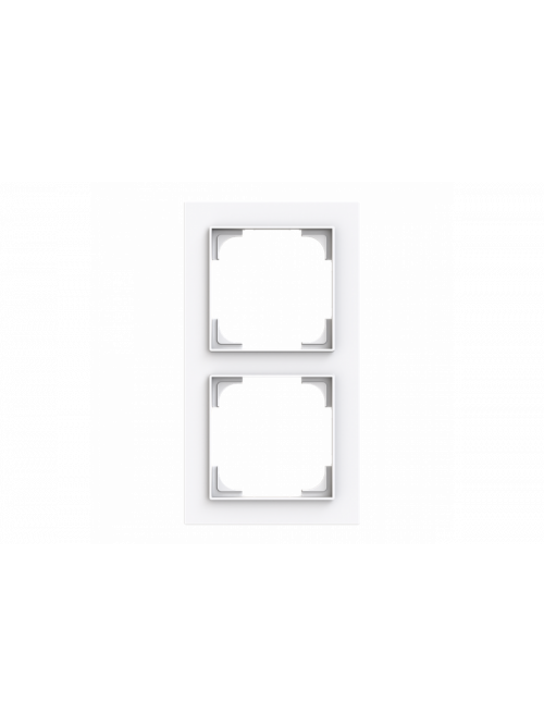 Cover frame 2gang studio white - Busch-art linear