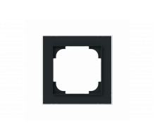 Cover frame with decor ring 1gang black matt / chrome - Busch-art linear
