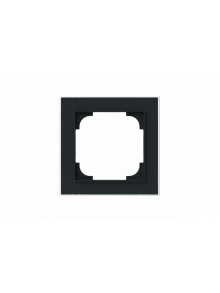 Cover frame with decor ring 1gang black matt / chrome - Busch-art linear