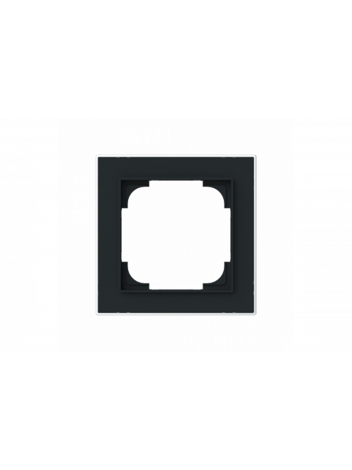 Cover frame with decor ring 1gang black matt / chrome - Busch-art linear