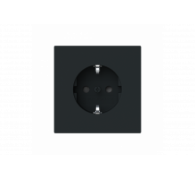 SCHUKO® socket Without imprint Safety Shutter Protective contact (SCHUKO) black matt  - Busch-art linear
