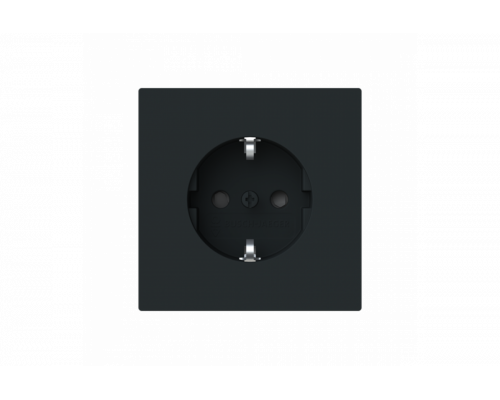 SCHUKO® socket Without imprint Safety Shutter Protective contact (SCHUKO) black matt  - Busch-art linear