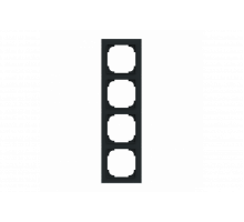 Cover frame with decor ring 4gang black matt / chrome - Busch-art linear