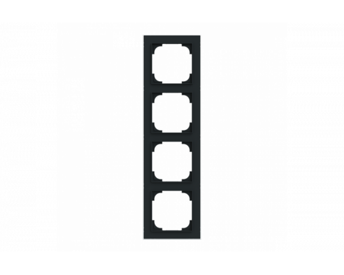 Cover frame with decor ring 4gang black matt / chrome - Busch-art linear