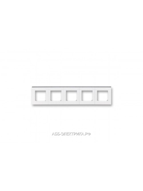 Рамка ABB Levit 5 постов белый / дымчатый чёрный