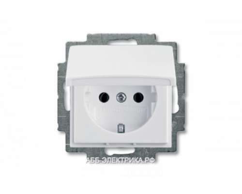 Розетка с/з с крышкой, цвет Белый, ABB Basic 55