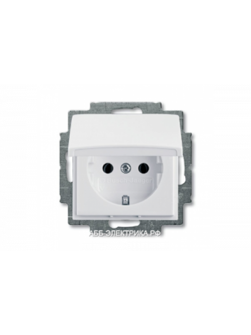 Розетка с/з с крышкой, цвет Белый, ABB Basic 55