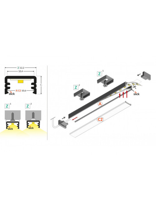 профиль LED SLIM8 AC2/Z 4050 белый крашеный/ в упаковке