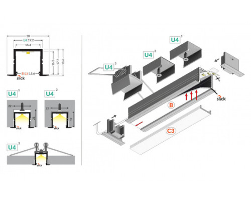 профиль LED SMART-IN16 BC3/U4 3000 белый крашеный/ в упаковке