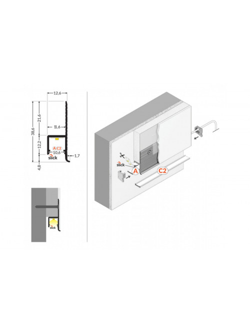 profil LED OMNI10 AC2 3000 alu.sur.