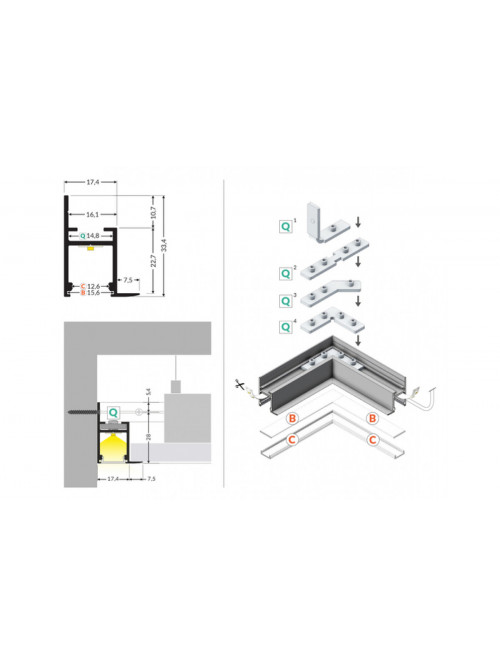 profil LED FRAME14 BC/Q 3000 anod.