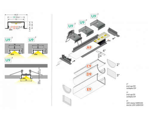 profil LED VARIO30-06 ACDE-9/U9 2000 biały mal. /op