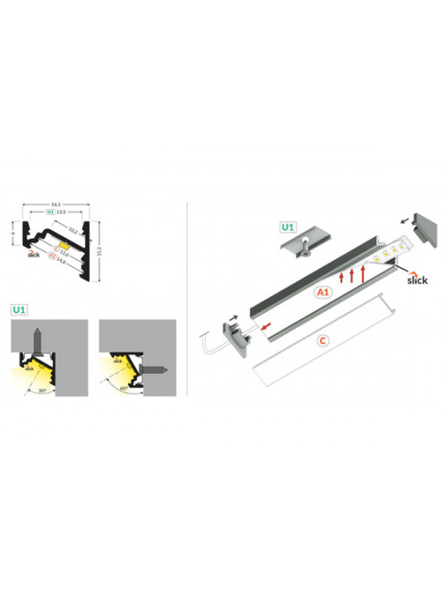 профиль LED CORNER10.v2 A1C/U1 3000 сырой алюминий