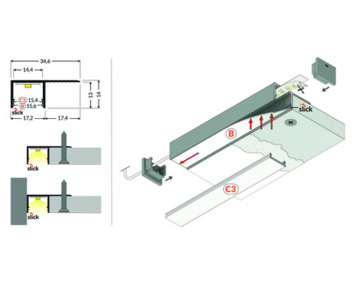 profil LED PLANE14 SIDE BC3 2000 anod.
