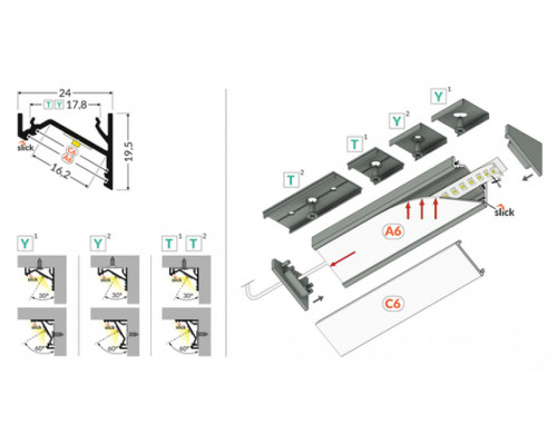 профиль LED CORNER16.v2 AC-6/TY 4050 чёрный анодированный