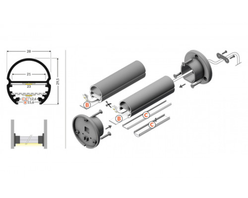 профиль LED OVAL20 BC 4050 анодированный