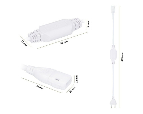 Кабель PROLUM™ для подключения ленты СОВ 220V - 12 ММ