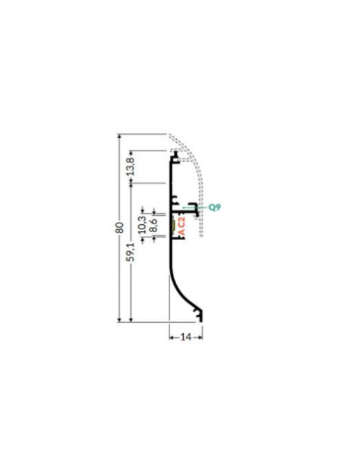 Profil aluminiu plintă Skirt10, alb, lungime 2m