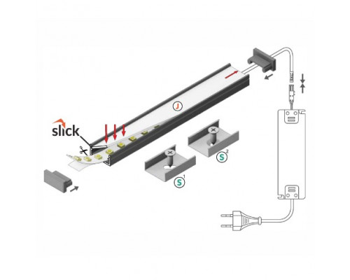 Profil LED aparent BEGTON 12, alb, lungime 2m