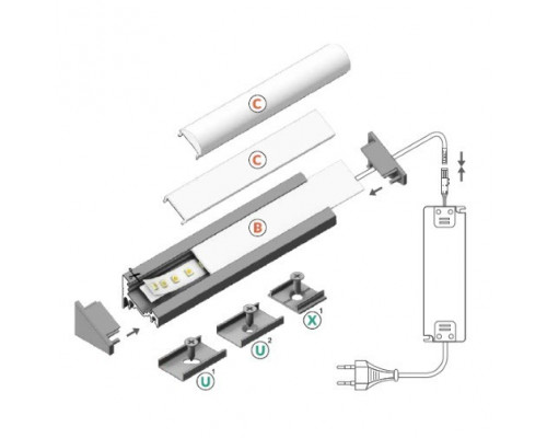 Profil LED de colț CORNER 10, alb, lungime 2m