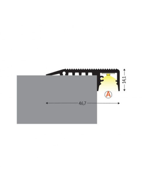 Profil LED de trepte UP-MINI 10, aluminiu anodizat, lungime 2m