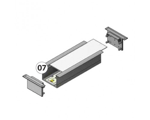 Profil LED încastrat VARIO 30-07, negru, lungime 2m