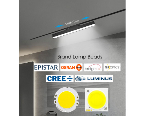PROIECTOR MAGNETIC LED GRILA 18W 1800LM 48V CHIP OSRAM CRI90 NEGRU MONDO LUCE