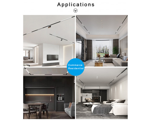 PROIECTOR MAGNETIC LED GRILA 6W 600LM 48V CHIP OSRAM CRI90 NEGRU MONDO LUCE