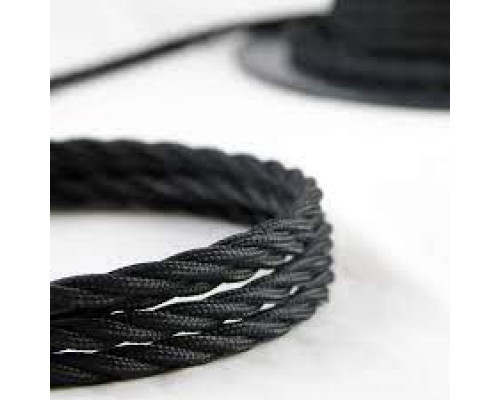 CABLU TEXTIL ÎMPLETIT RETRO 2X1 MM NEGRU 100M