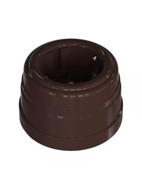 РОЗЕТКА РЕТРО 2P+T 16A IP20 КОРИЧНЕВАЯ ПЛАСТИКОВАЯ