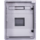 Шкаф ударопрочный из АБС-пластика e.plbox.400.500.175.3f.6m.tr, 400х500х185мм, IP65 с прозрачными дверцами,  панелью под 3 - фазный счетчик и 6 модулей