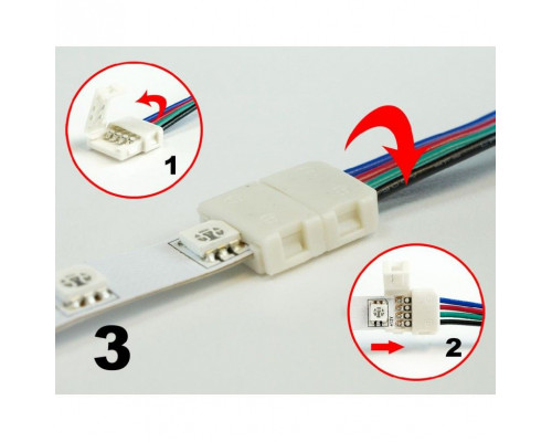 Коннектор PROLUM™ для LED ленты 10 мм, RGB + 2 зажима